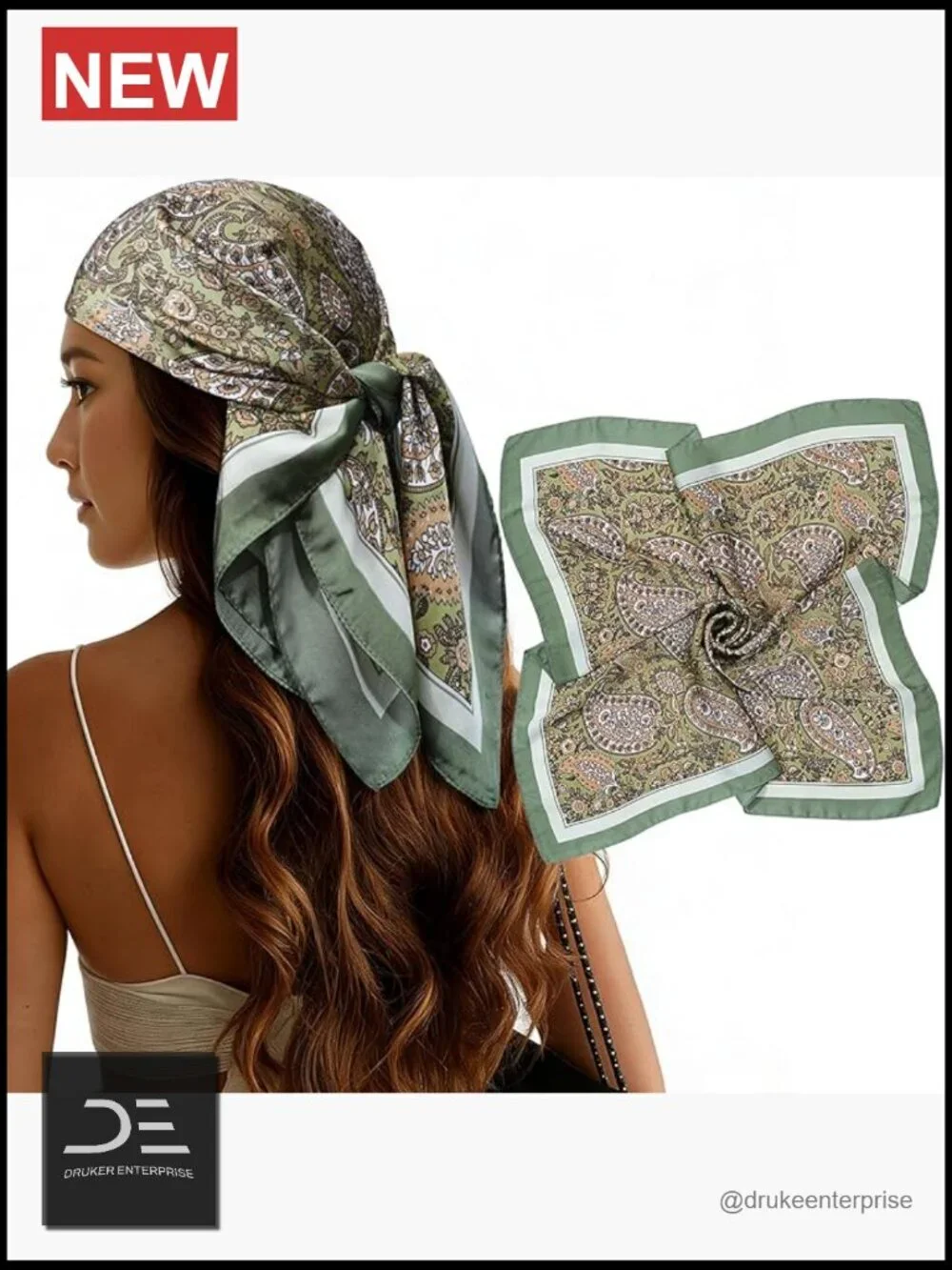 27.5 Inch Square Satin Scarf for Women - Silk-Like Feel Head Wrap Bandana